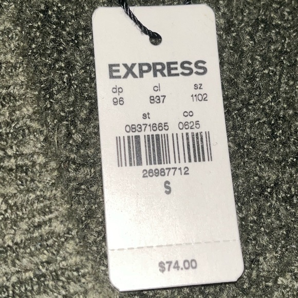 NWT Express Olive Green Semi-Cropped Oversized V-Neck Knit Sweater - Picture 6 of 7